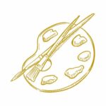 kunsttherapie-wien Eine Farbpalette und zwei Pinsel